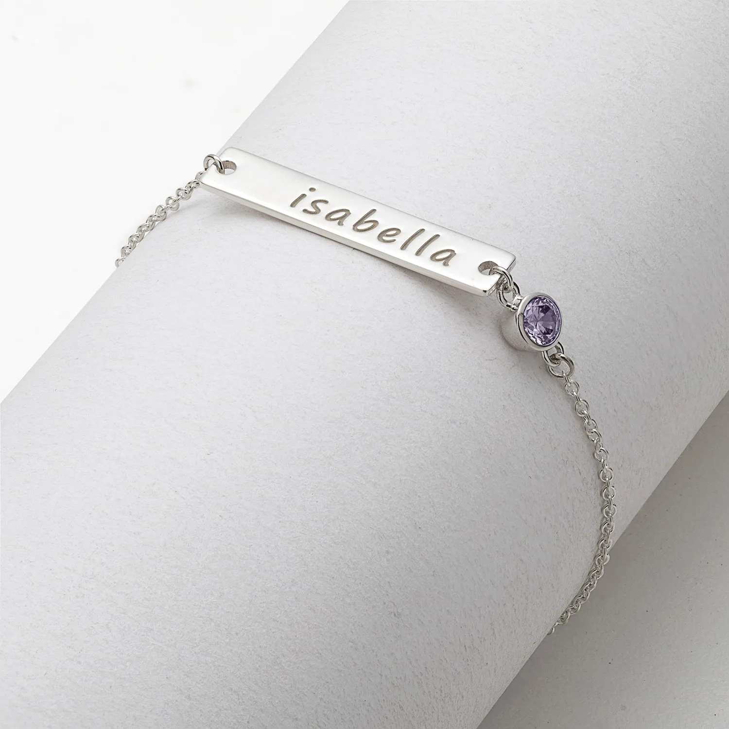 Engraved Name Bar and Birthstone Bracelet sold by Limoges Jewelry product image thumbnail 2