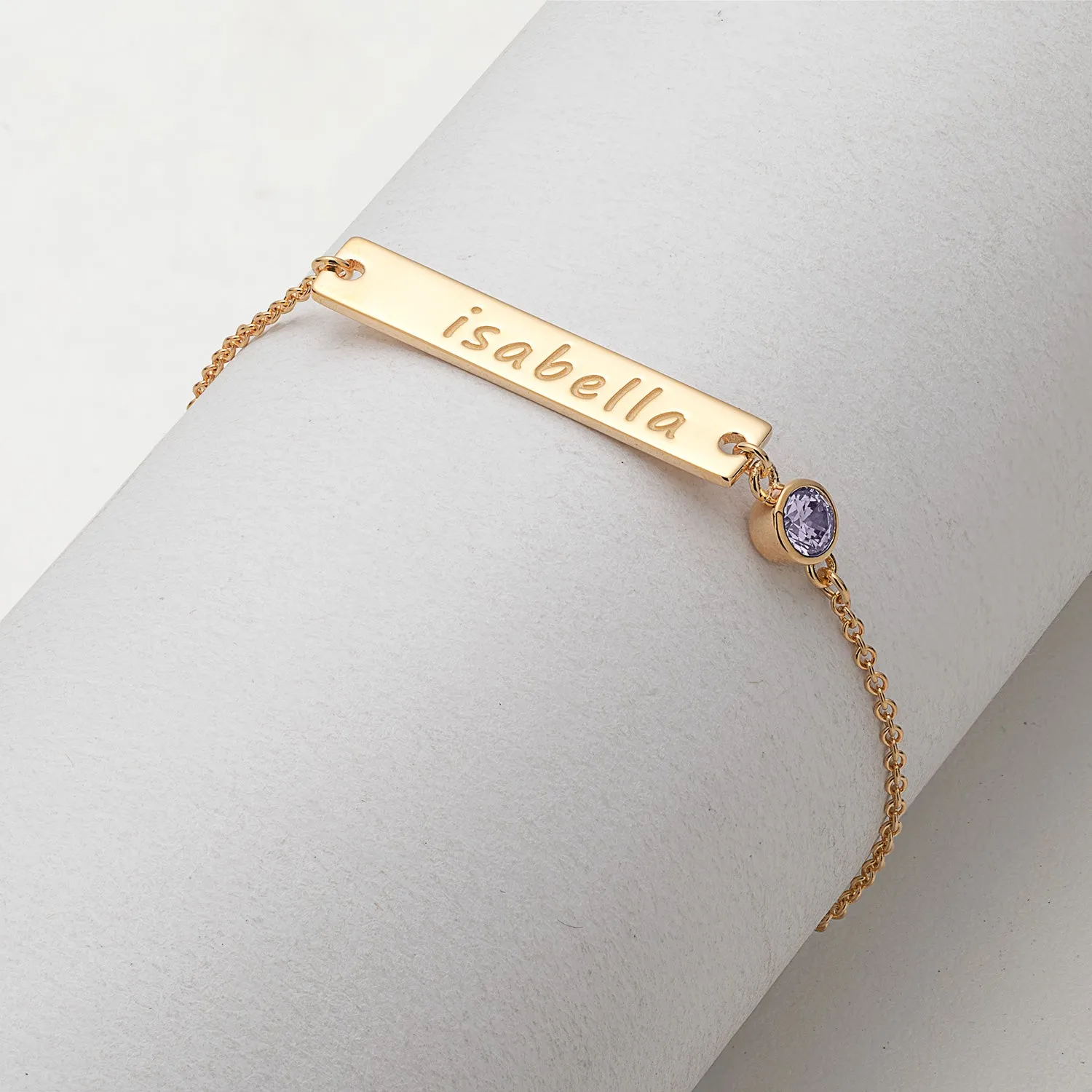 Engraved Name Bar and Birthstone Bracelet sold by Limoges Jewelry product image thumbnail 4