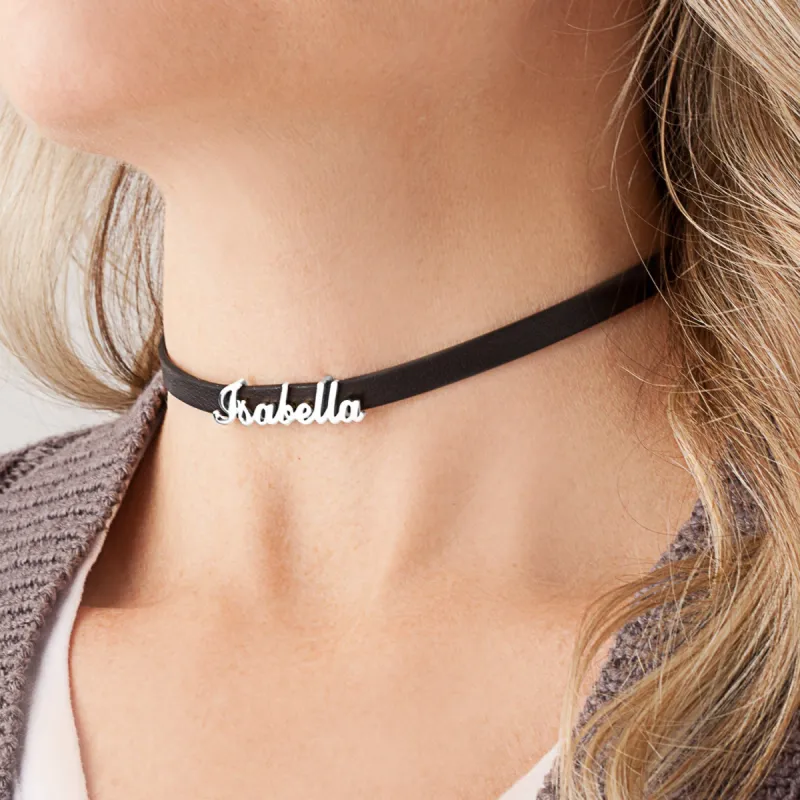 Script Name Leather Wrap Bracelet and Choker sold by Limoges Jewelry