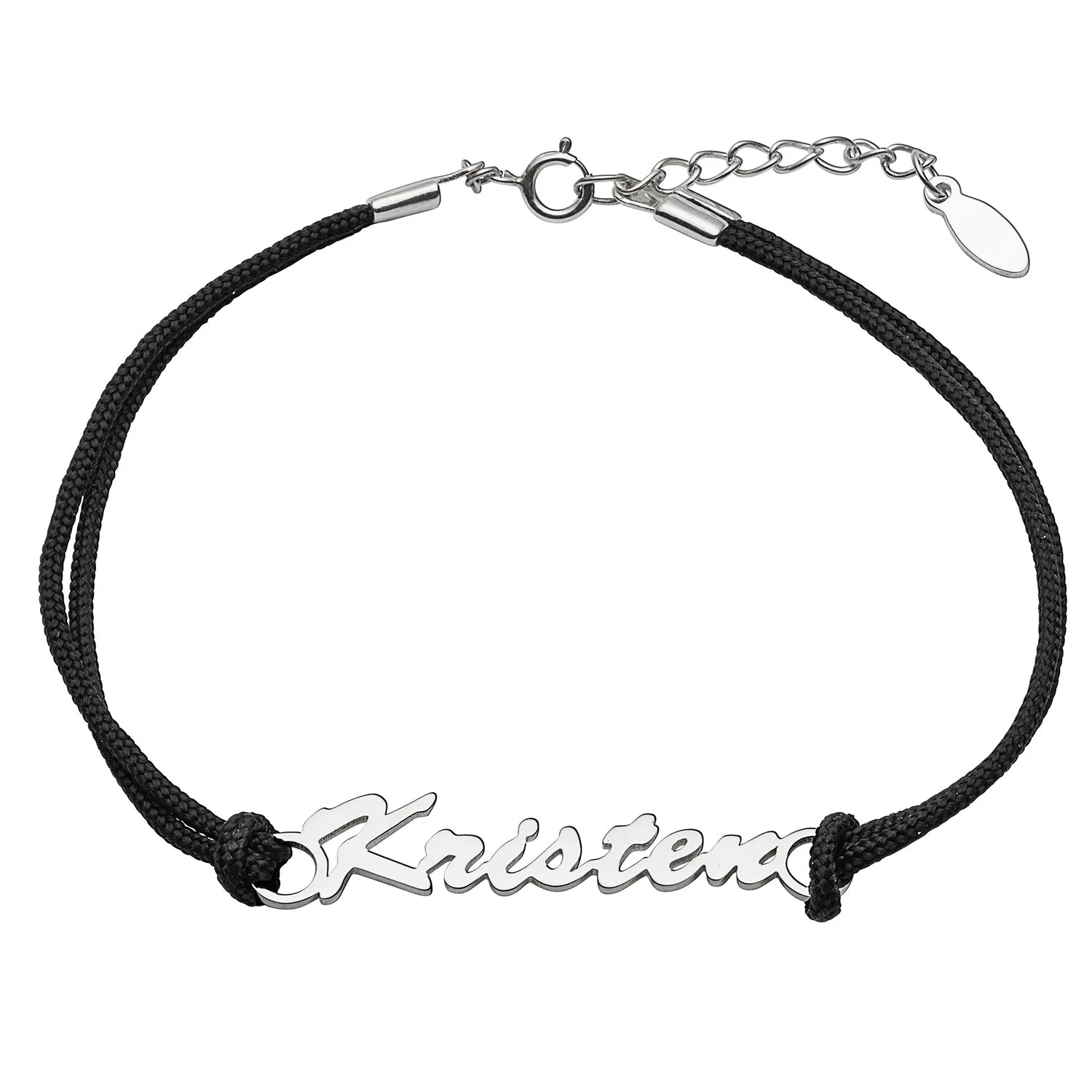 Personalized Script Name with Black Cord Bracelet sold by Limoges Jewelry