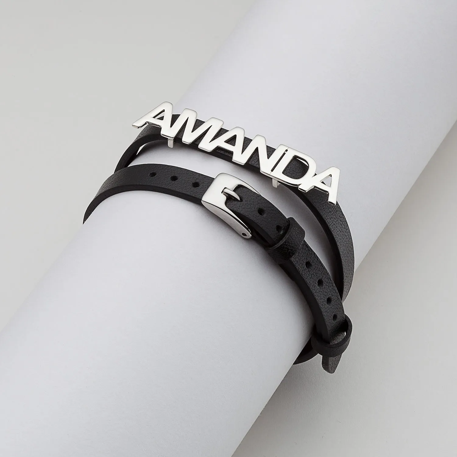 Uppercase Name Leather Wrap Bracelet and Choker sold by Limoges Jewelry product image thumbnail 3