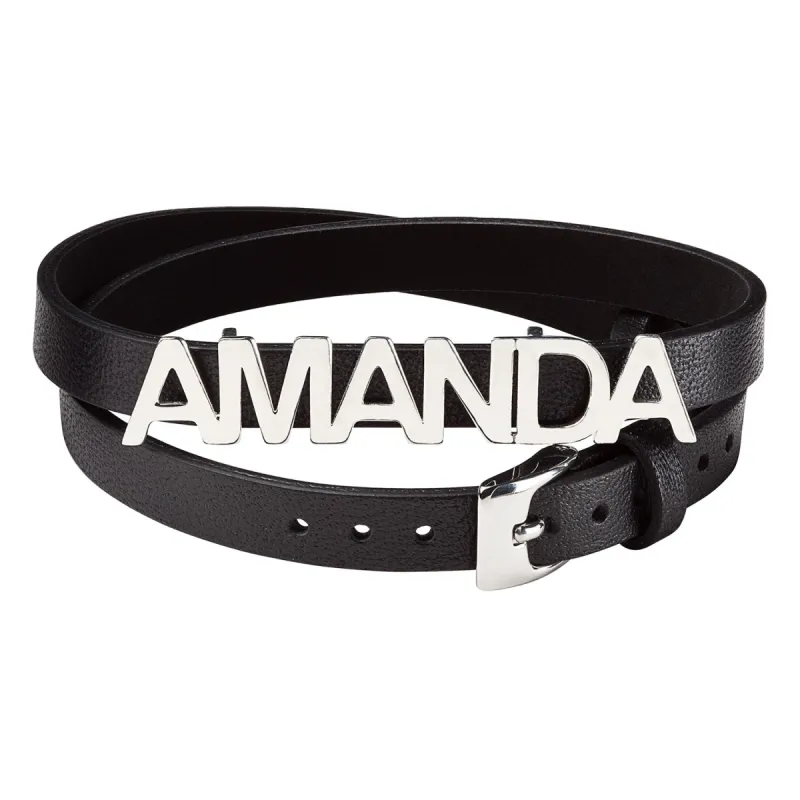 Uppercase Name Leather Wrap Bracelet and Choker sold by Limoges Jewelry