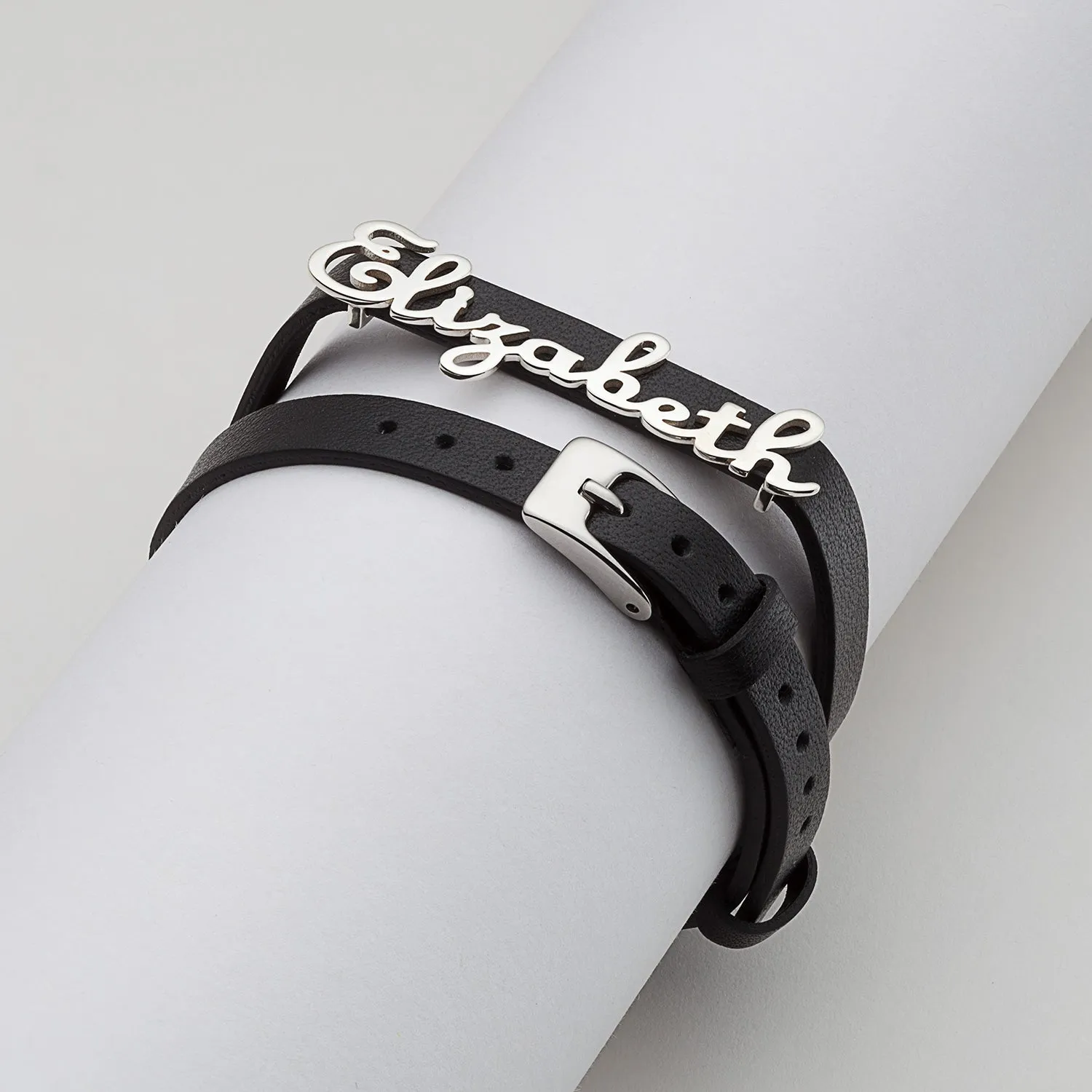 Script Name Leather Wrap Bracelet and Choker sold by Limoges Jewelry product image thumbnail 3