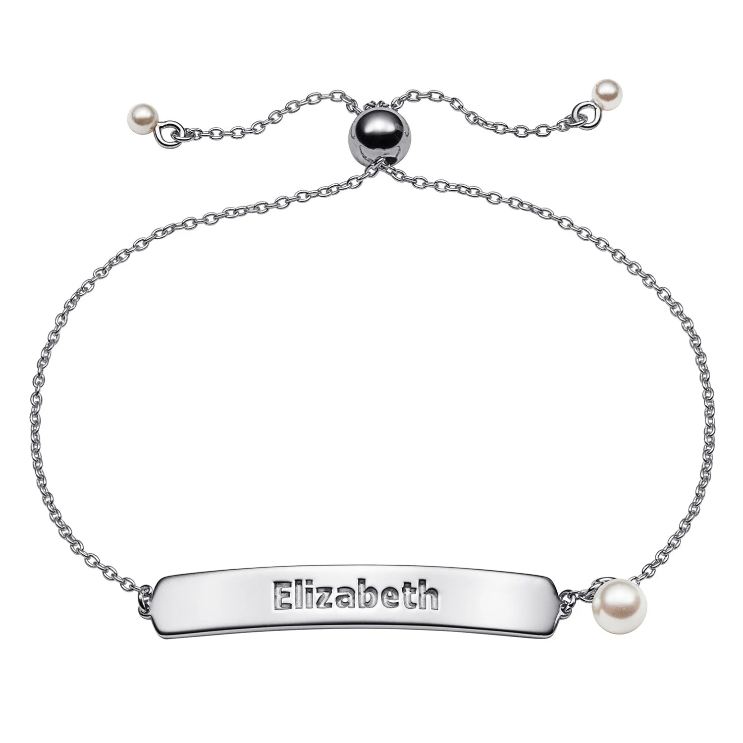 Adjustable Name Plaque Bracelet with Pearl sold by Limoges Jewelry