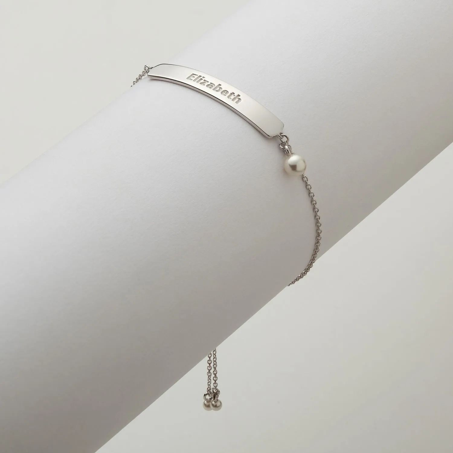 Adjustable Name Plaque Bracelet with Pearl sold by Limoges Jewelry product image thumbnail 2