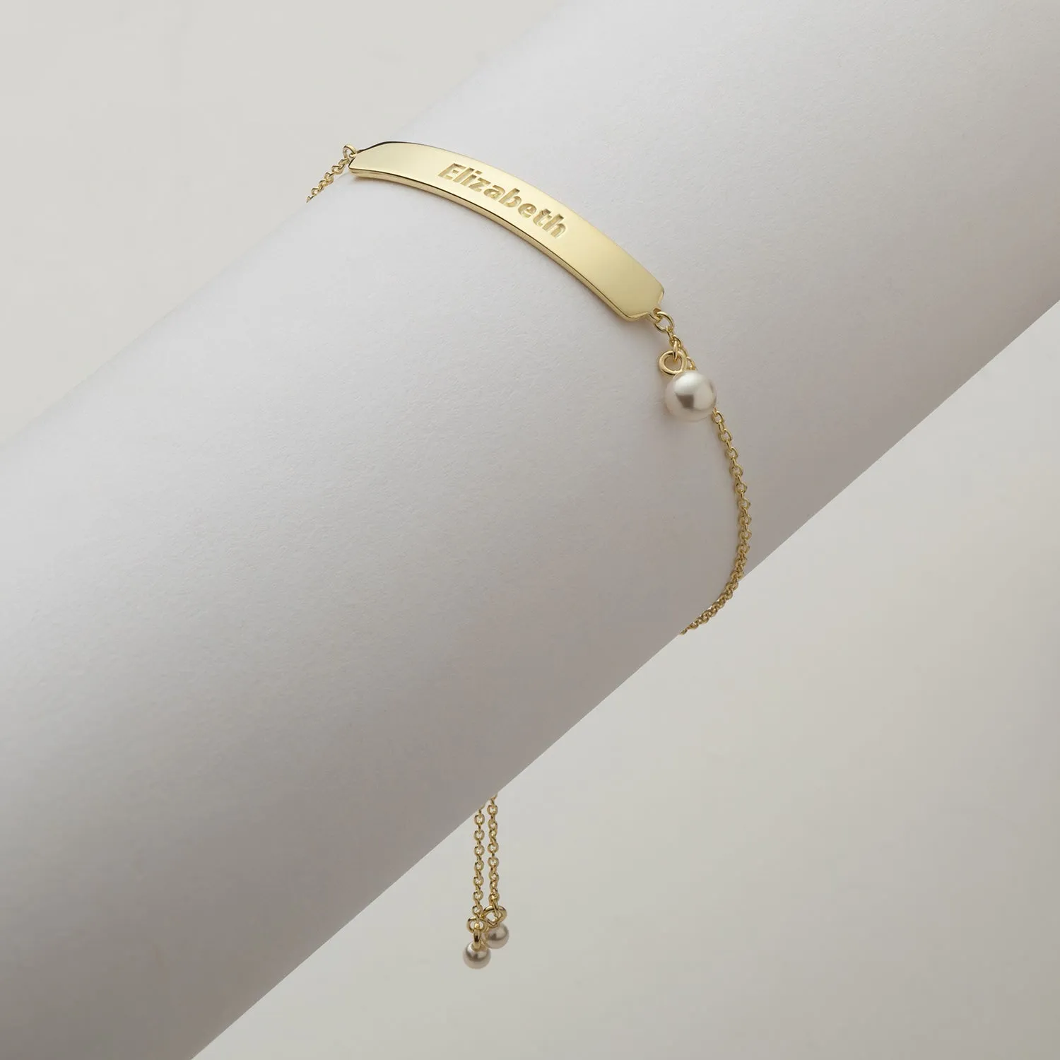 Adjustable Name Plaque Bracelet with Pearl sold by Limoges Jewelry product image thumbnail 5