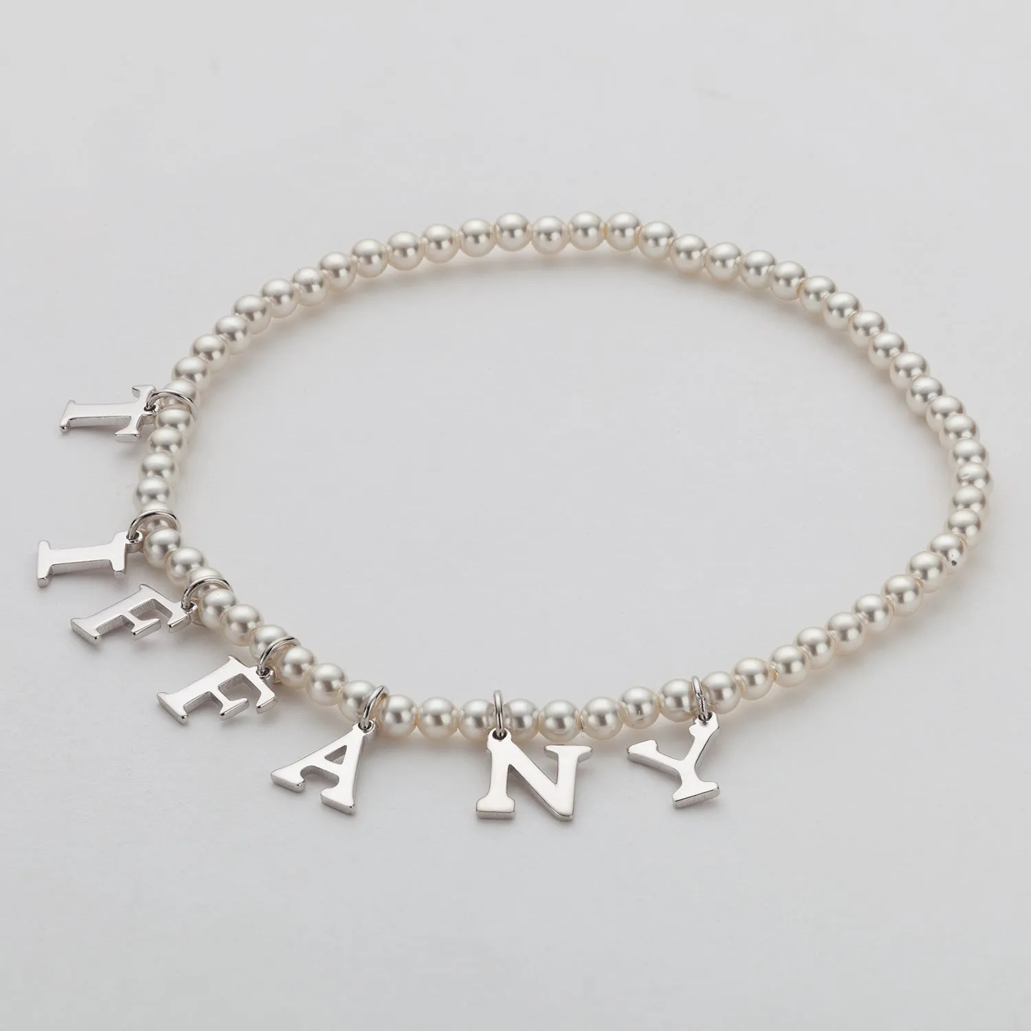 Classic Uppercase Letter Name Stretch Bracelet with Pearls sold by Limoges Jewelry product image thumbnail 2