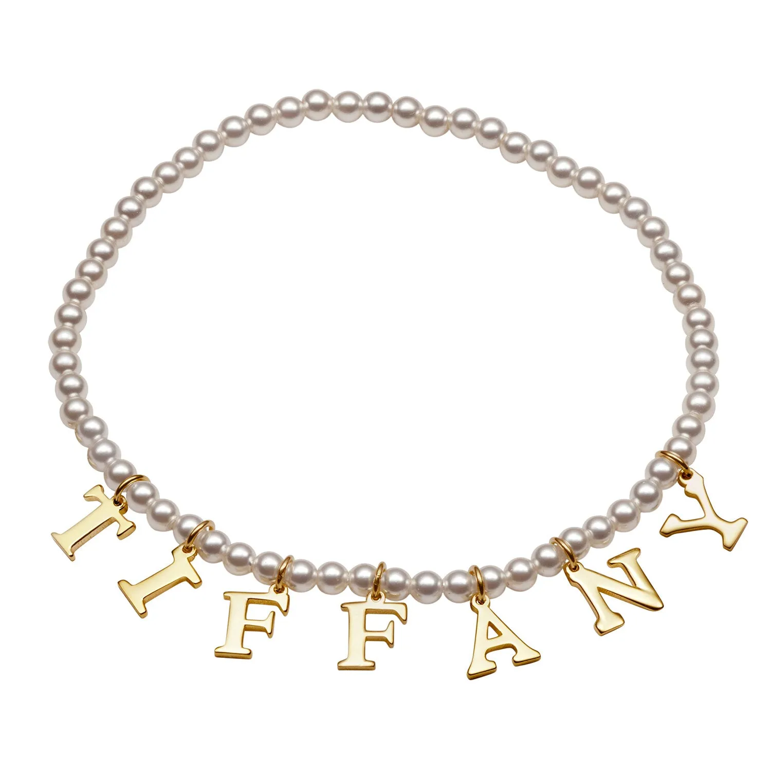 Classic Uppercase Letter Name Stretch Bracelet with Pearls sold by Limoges Jewelry product image thumbnail 3