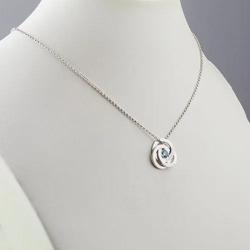 Engraved Interlocking Circles with Center Birthstone Necklace sold by Limoges Jewelry product image thumbnail 3