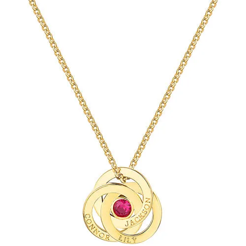 Engraved Interlocking Circles with Center Birthstone Necklace sold by Limoges Jewelry product image thumbnail 4