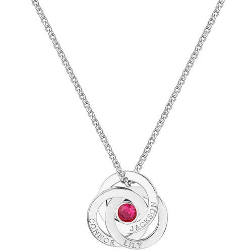 Engraved Interlocking Circles with Center Birthstone Necklace sold by Limoges Jewelry product image thumbnail 2