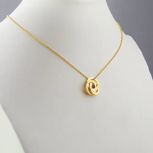 Engraved Interlocking Circles with Center Birthstone Necklace sold by Limoges Jewelry product image thumbnail 5