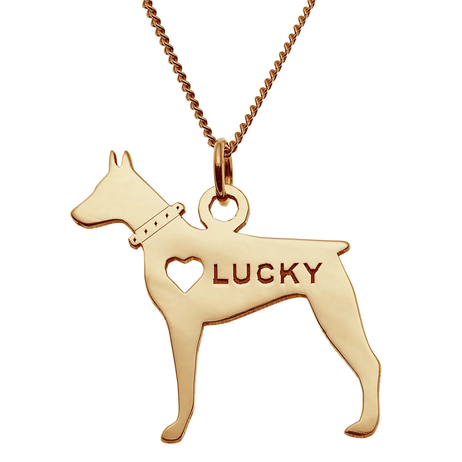 14K Gold over Sterling Doberman Silhouette Necklace sold by Limoges Jewelry