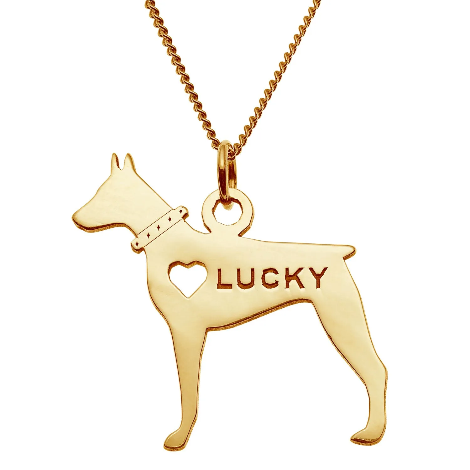 14K Gold over Sterling Doberman Silhouette Necklace sold by Limoges Jewelry product image thumbnail 2