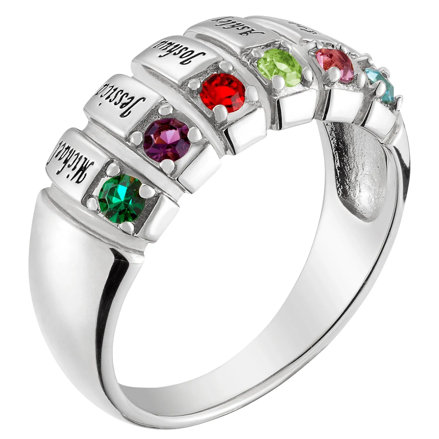 Sterling Silver Family Name and Birthstone Ring sold by Limoges Jewelry product image thumbnail 2