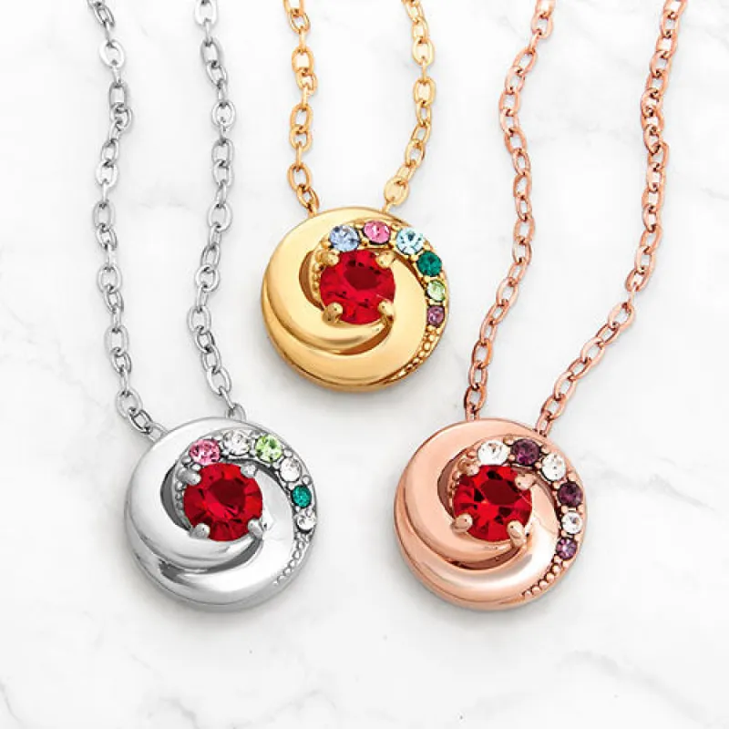 Plated Mother's and Family Birthstone Swirl Necklace sold by Limoges Jewelry