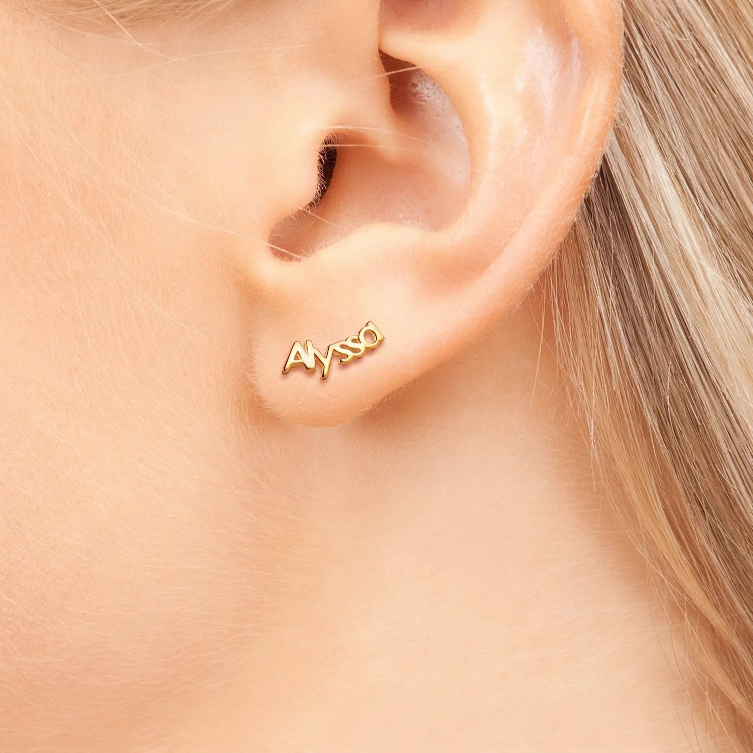 14K Gold over Sterling Personalized Name Crawler Button Earring sold by Limoges Jewelry product image thumbnail 2
