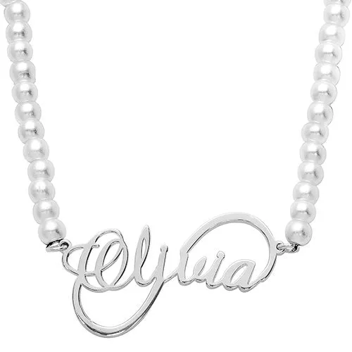 Script Name Infinity Glass Pearl Necklace sold by Limoges Jewelry product image thumbnail 2