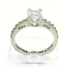 Platinum over Sterling Brillant White Topaz Open Heart Engraved Wedding Ring sold by Limoges Jewelry