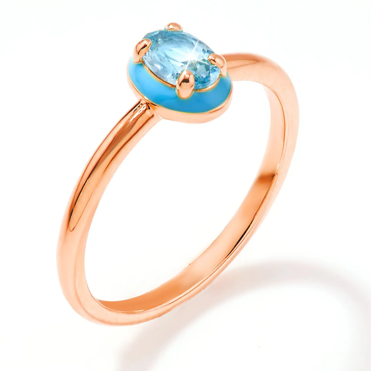 Rose Gold Plated Oval Birthstone and Enamel Ring sold by Limoges Jewelry