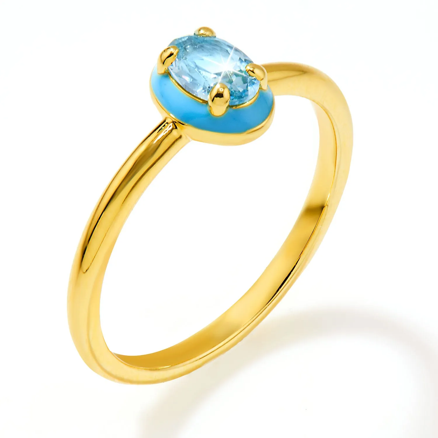 Gold Plated Oval Birthstone and Enamel Ring sold by Limoges Jewelry