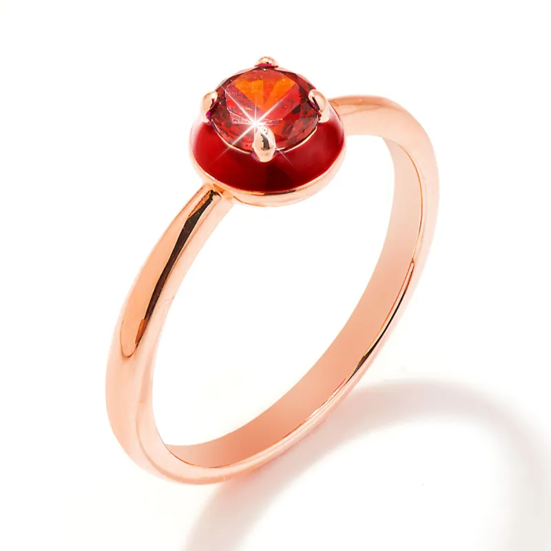 Rose Gold Plated Round Birthstone and Enamel Ring sold by Limoges Jewelry