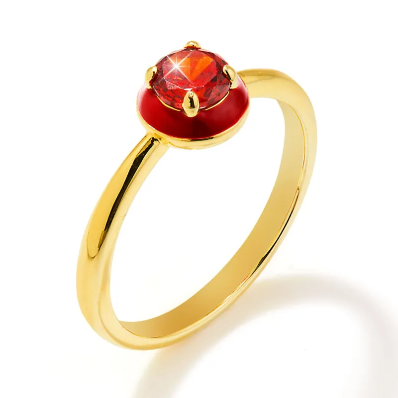 Gold Plated Round Birthstone and Enamel Ring sold by Limoges Jewelry
