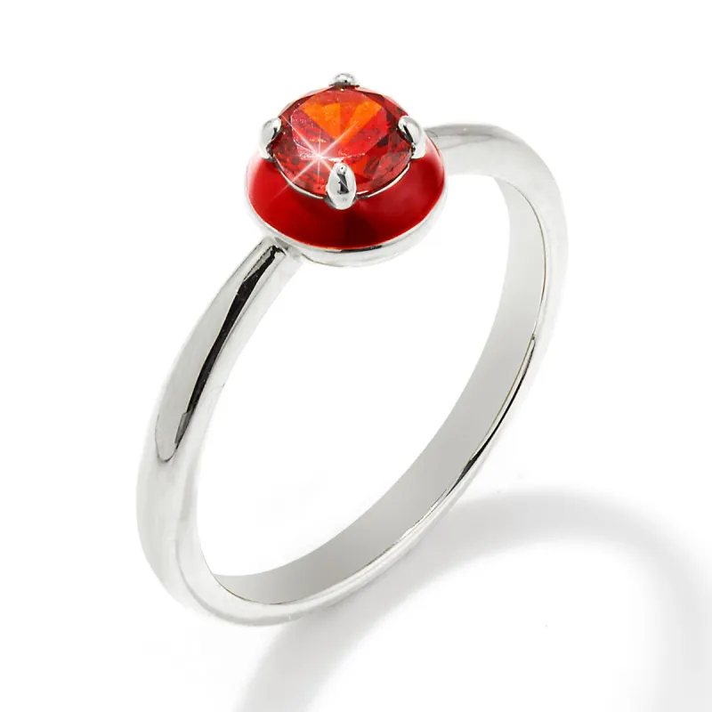 Silver Plated Round Birthstone and Enamel Ring sold by Limoges Jewelry