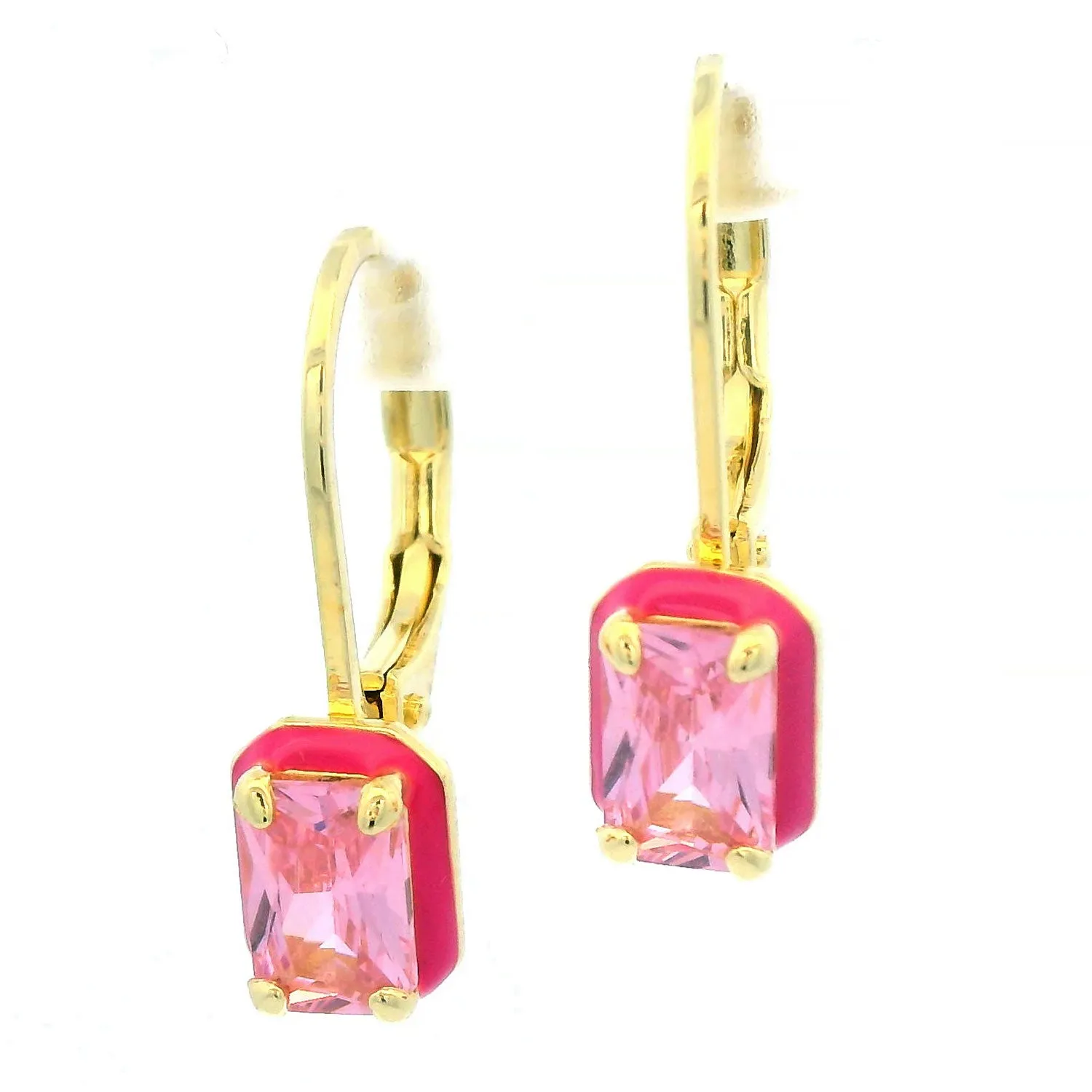 Emerald Cut Birthstone and Enamel Earring sold by Limoges Jewelry