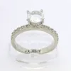 Platinum over Sterling Round White Topaz Pave Band Engagement Ring sold by Limoges Jewelry