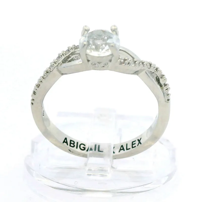 Platinum over Sterling Round White Topaz Twist Engagement Ring sold by Limoges Jewelry