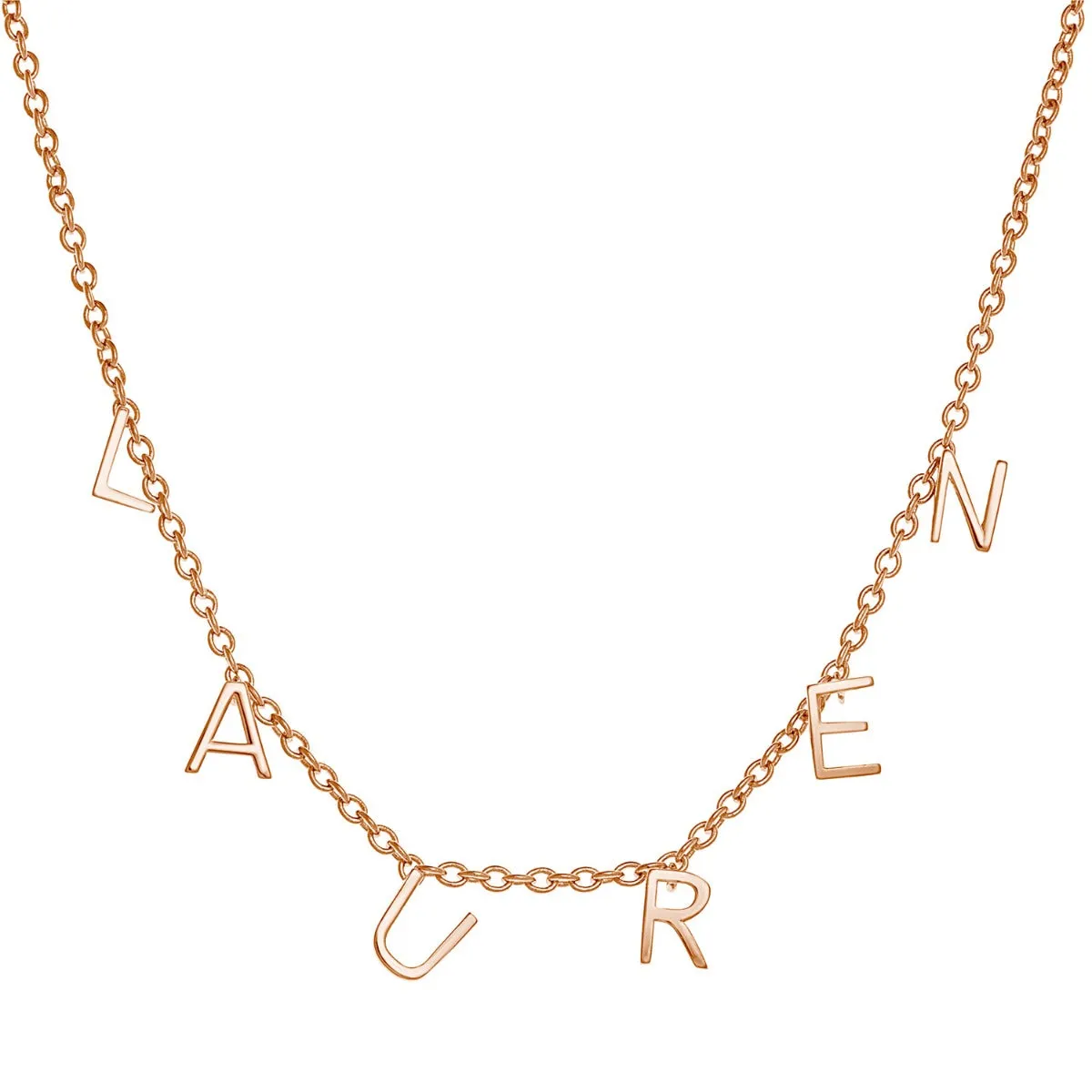 14K Rose Gold over Sterling Dainty Name Choker sold by Limoges Jewelry