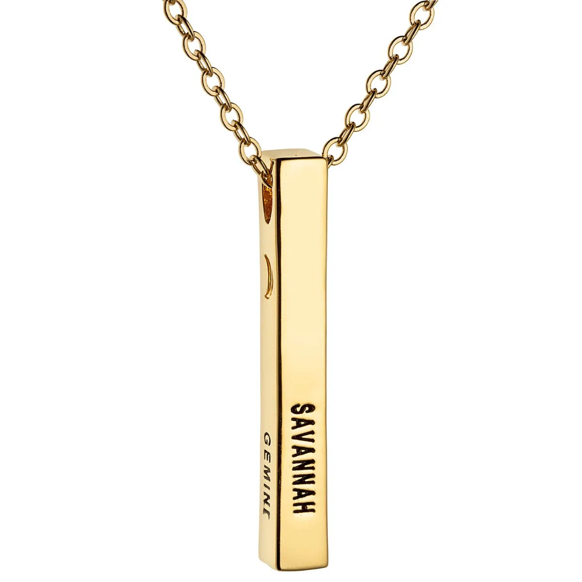 14K Gold Plated 3 Zodiac and Name 4 Sided Bar sold by Limoges Jewelry product image thumbnail 2