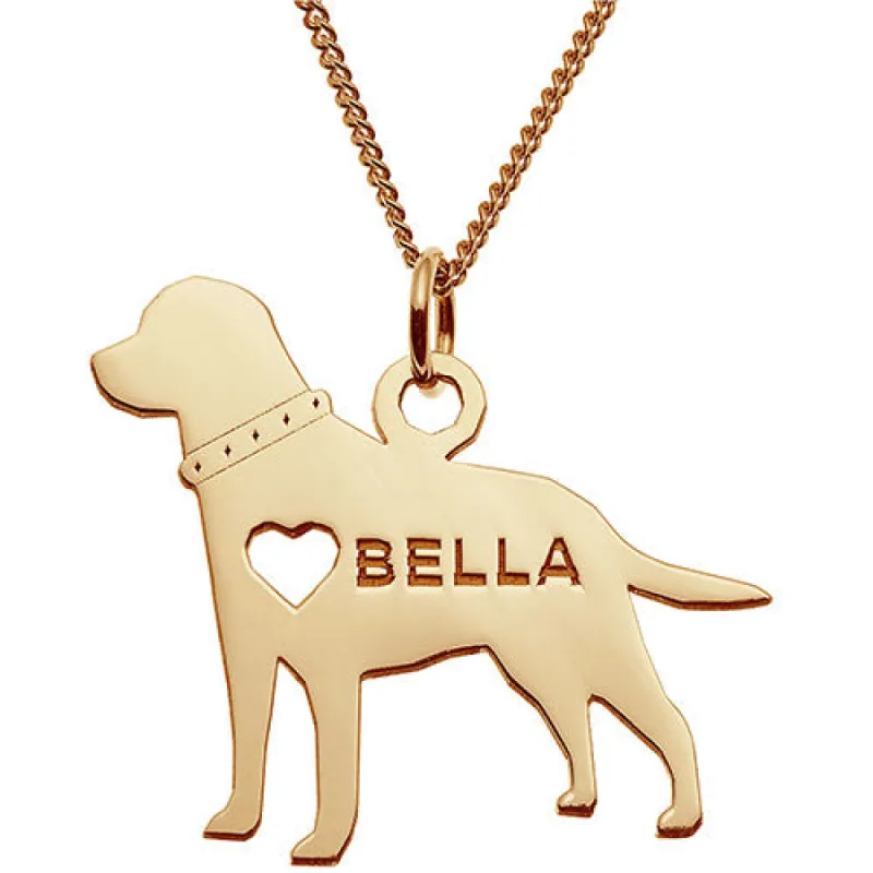 14K Gold Plated Labrador Silhouette Necklace sold by Limoges Jewelry