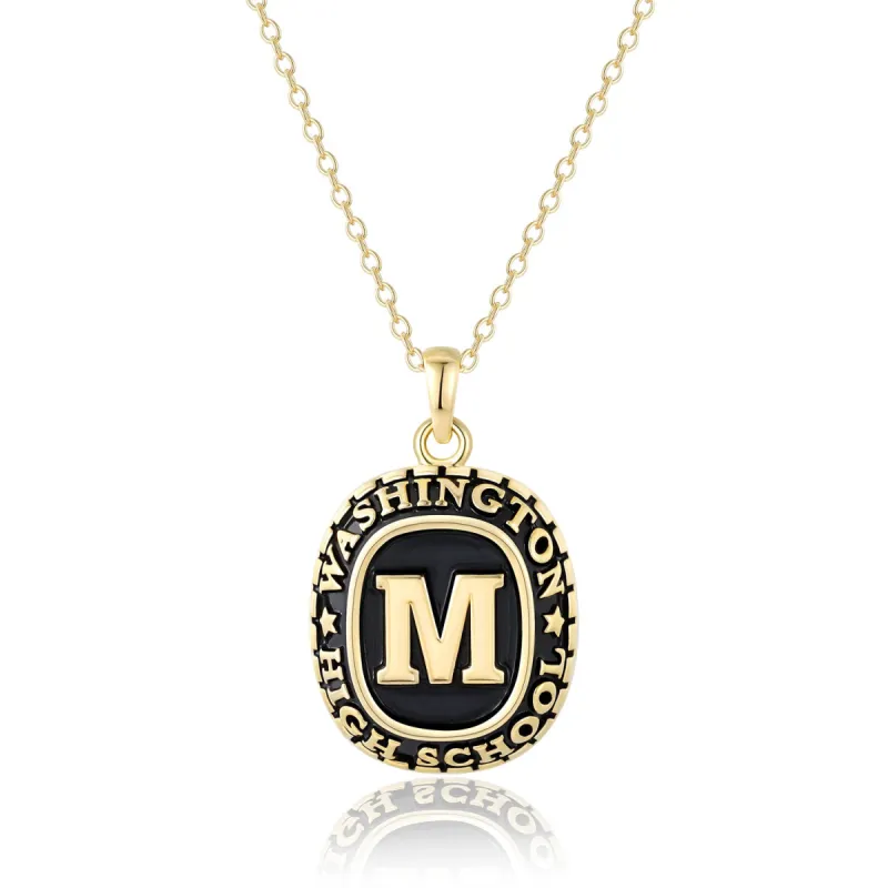 Unisex Gold over Sterling Traditional Initial Personalized Graduation/Class Necklace sold by Limoges Jewelry