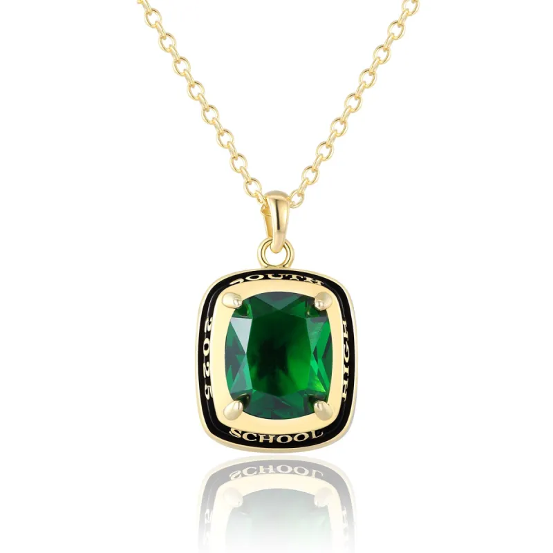 Unisex Gold CELEBRIUM Prong Set  Birthstone Side/Back Personalized Graduation/Class Necklace sold by Limoges Jewelry
