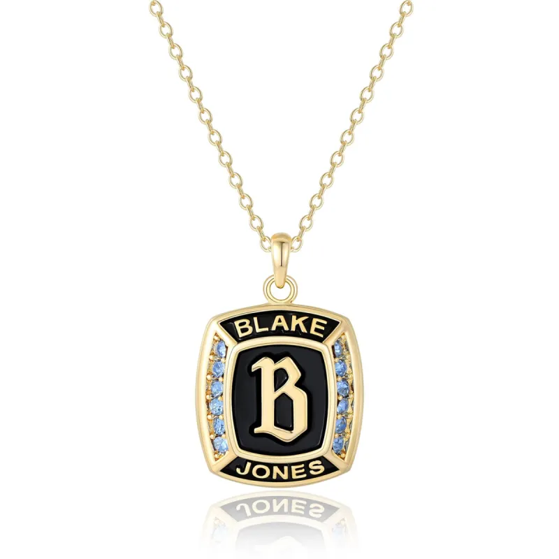 Unisex Gold over Sterling Traditional Initial and Birthstone Personalized Graduation/Class Necklace sold by Limoges Jewelry