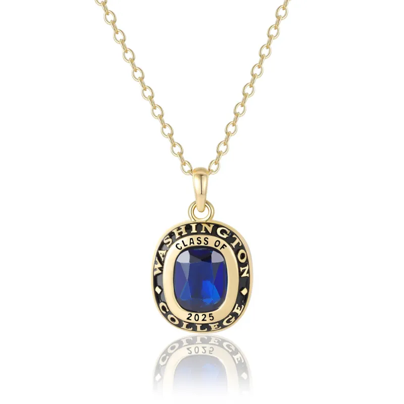 Unisex Gold over Sterling Cushion Birthstone  Personalized Graduation/Class Necklace sold by Limoges Jewelry