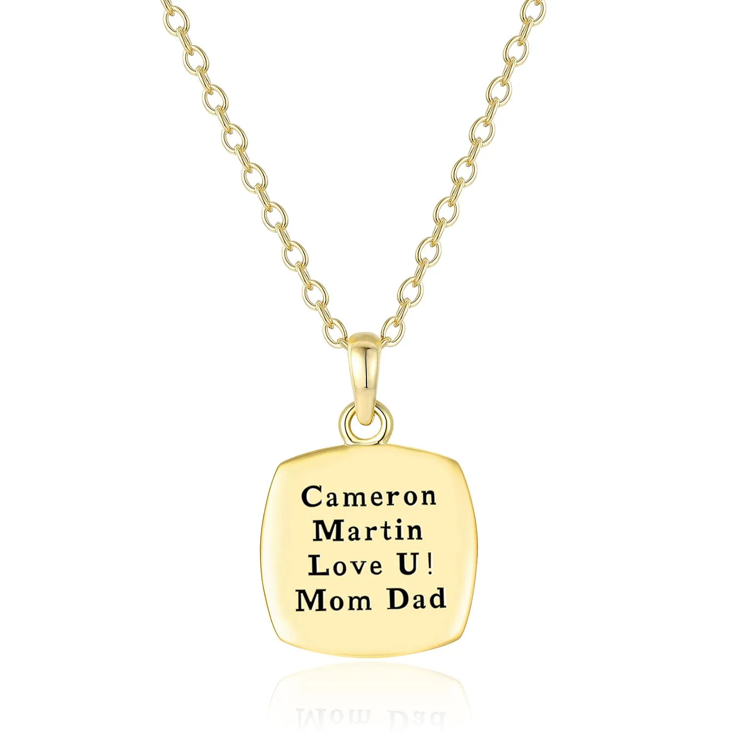 Unisex Gold over Sterling Square Birthstone Personalized Graduation/Class Necklace sold by Limoges Jewelry product image thumbnail 2