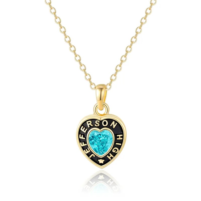Women's Gold over Sterling Heart Birthstone Personalized Graduation/ Class Necklace sold by Limoges Jewelry