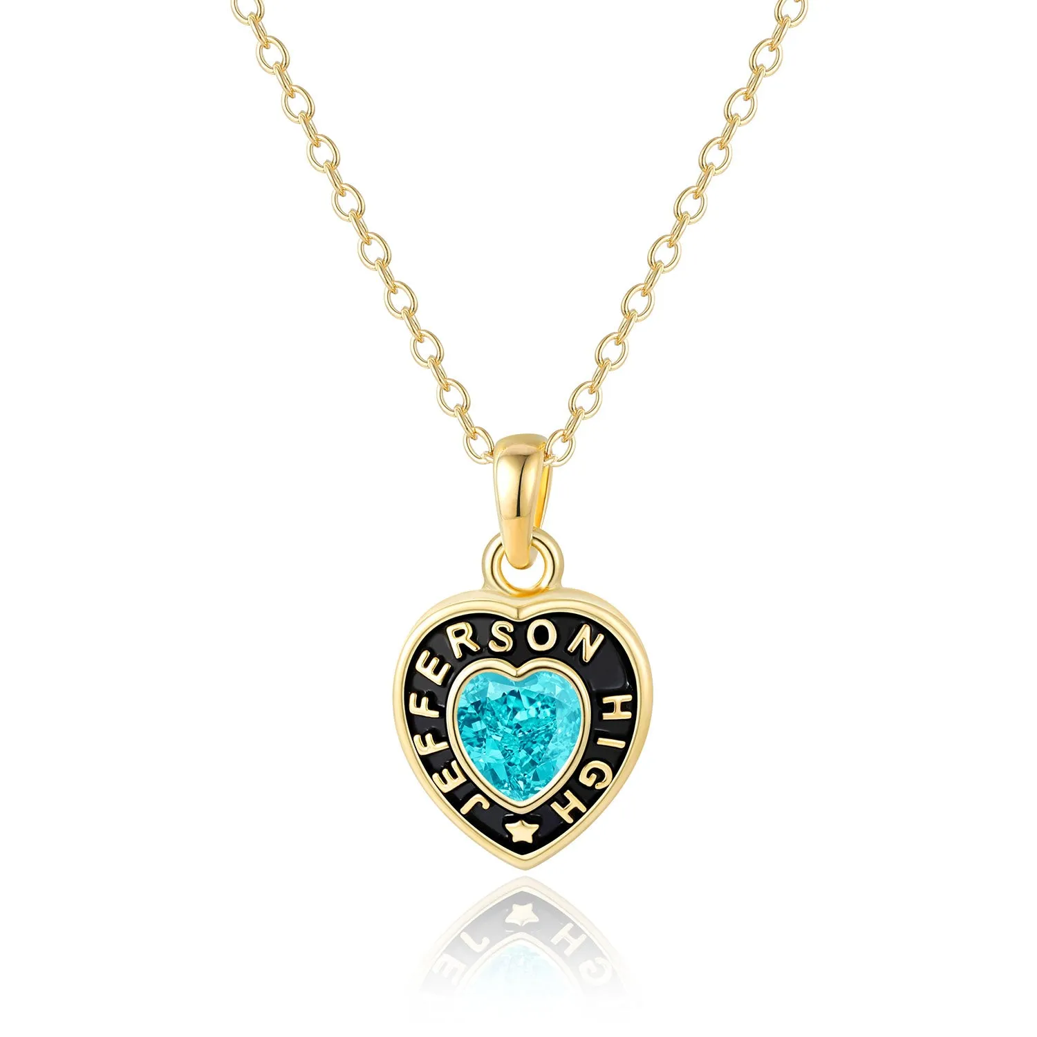 Women's Gold over Sterling Heart Birthstone Personalized Graduation/ Class Necklace sold by Limoges Jewelry