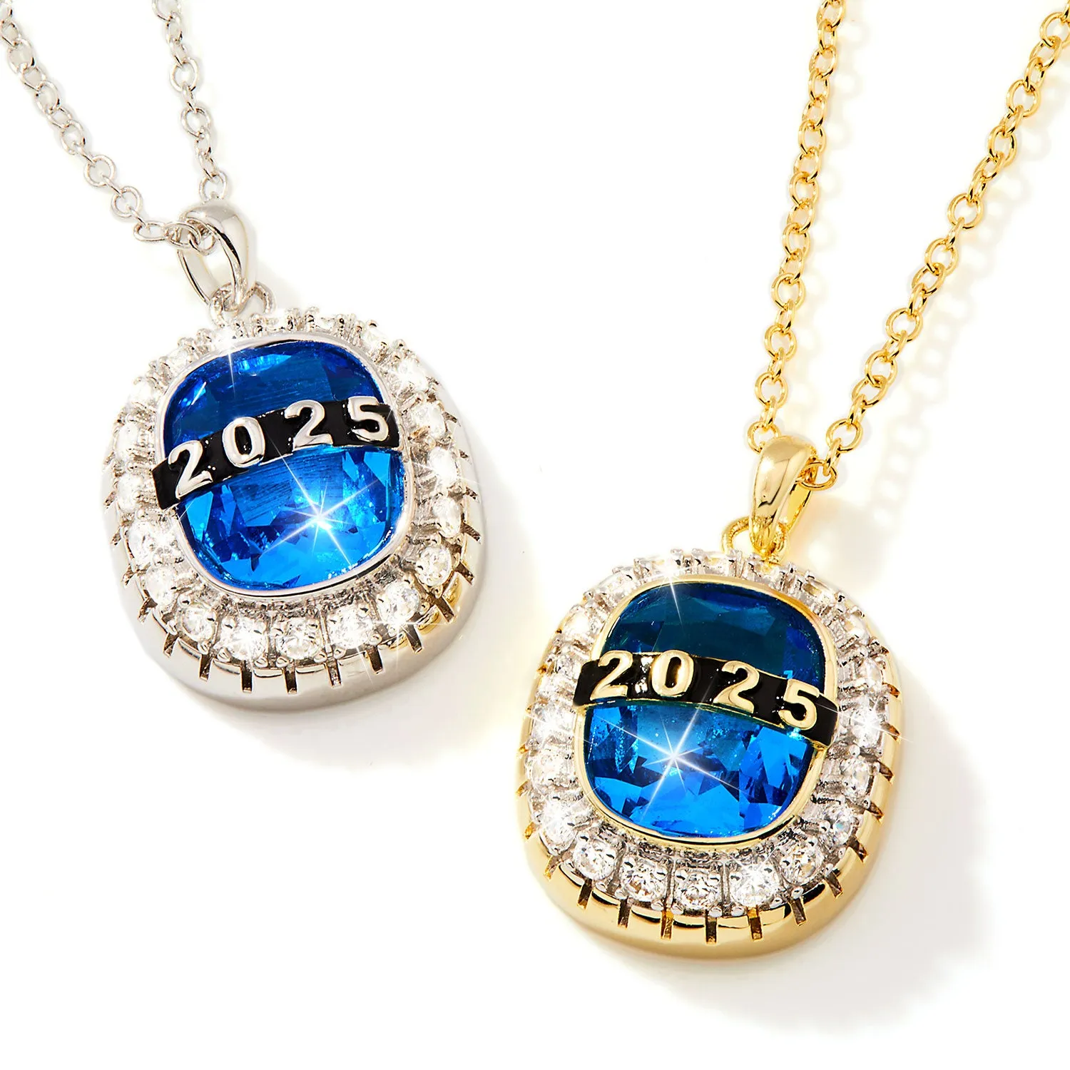 Unisex CELEBRIUM Cushion Birthstone and CZ Personalized Graduation/Class Necklace sold by Limoges Jewelry