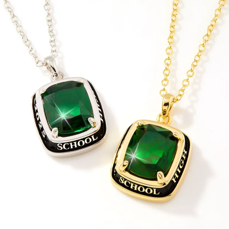 Unisex CELEBRIUM Prong Set  Birthstone Side/Back Personalized Graduation/Class Necklace sold by Limoges Jewelry