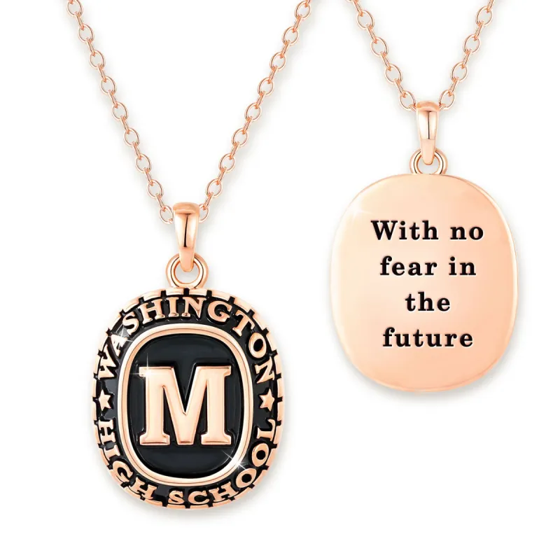 Unisex Rose Gold over Sterling Traditional Initial Personalized Graduation/Class Necklace sold by Limoges Jewelry