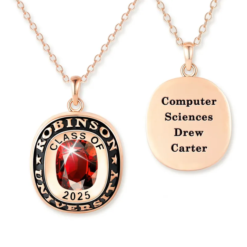 Unisex Rose Gold Celebrium Birthstone Double Row Personalized Graduation/Class Necklace sold by Limoges Jewelry