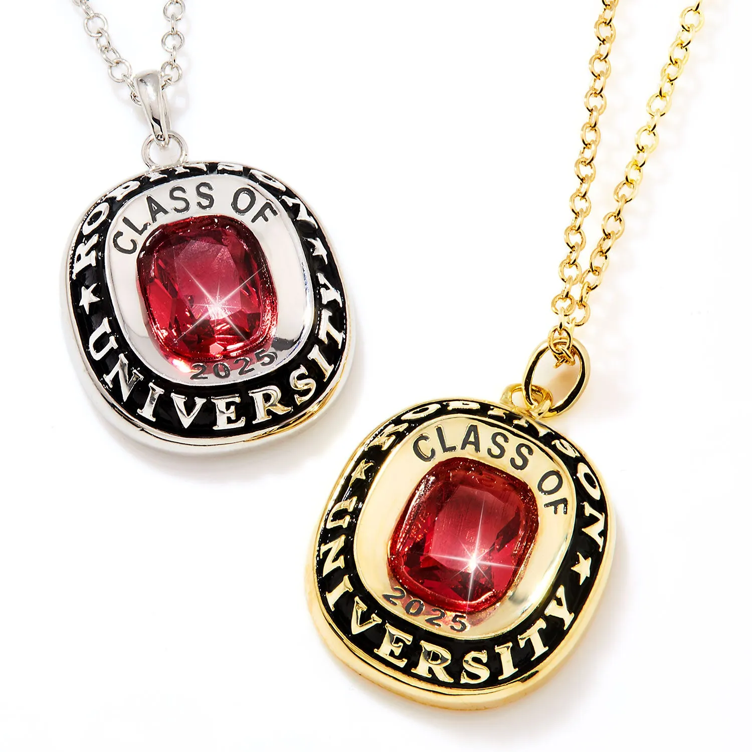 Unisex Rose Gold over Sterling Birthstone Double Row Personalized Graduation/Class Necklace sold by Limoges Jewelry product image thumbnail 2