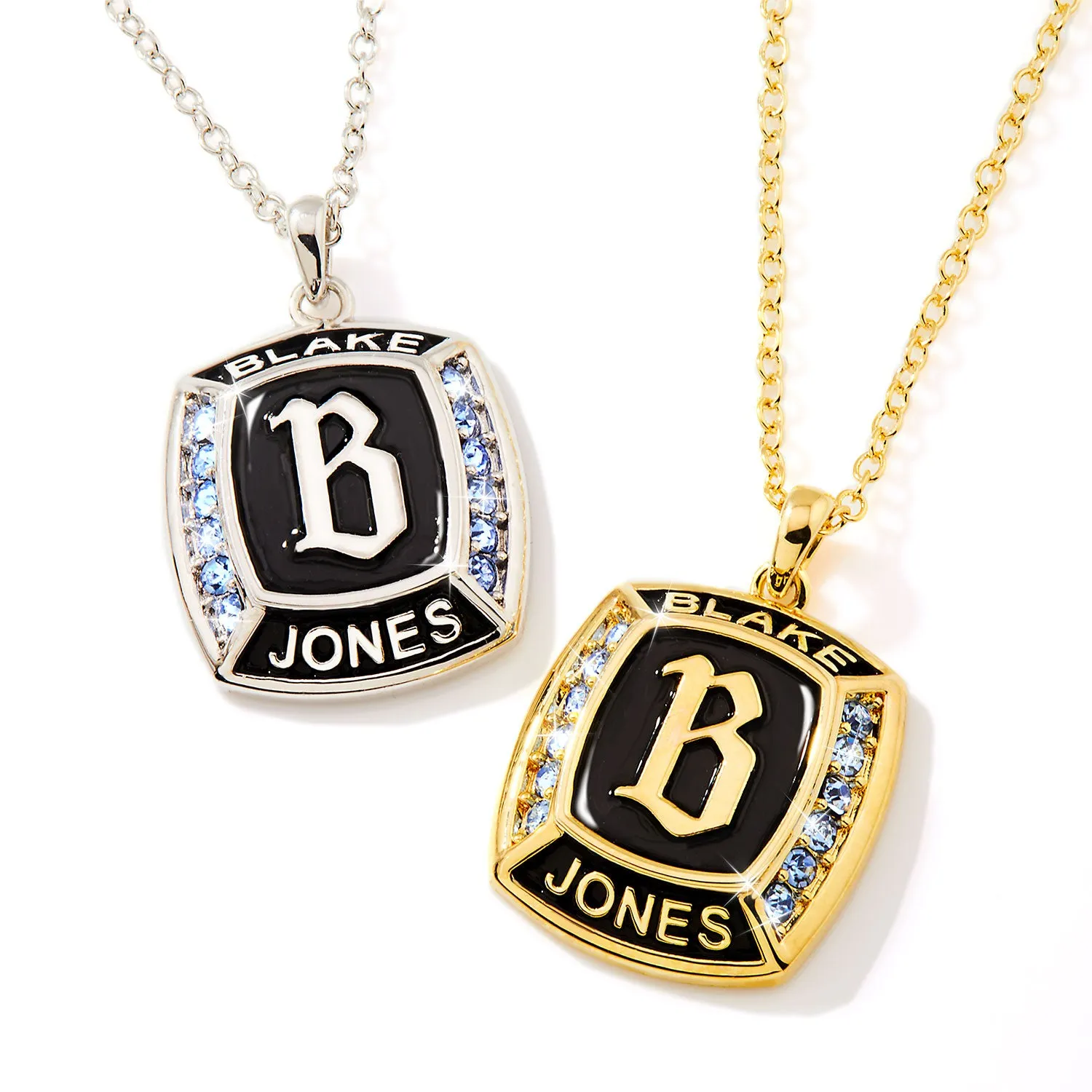 Unisex Rose Gold over Sterling Traditional Initial and Birthstone Personalized Graduation/Class Necklace sold by Limoges Jewelry product image thumbnail 2