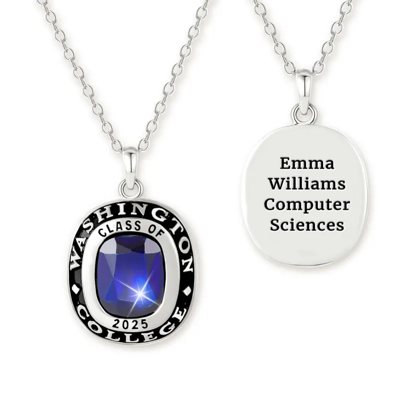 Unisex CELEBRIUM Cushion Birthstone  Personalized Graduation/Class Necklace sold by Limoges Jewelry