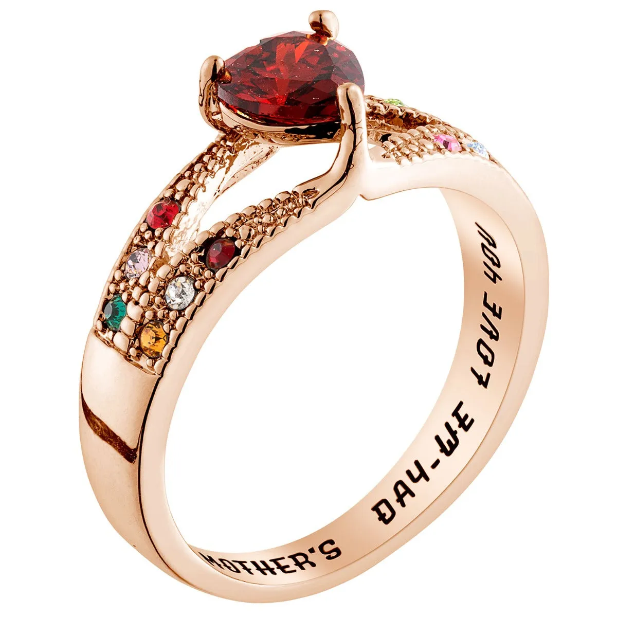 14K Rose Gold Plated Mother/ Grandmother's Heart Family Birthstone Ring sold by Limoges Jewelry product image thumbnail 2