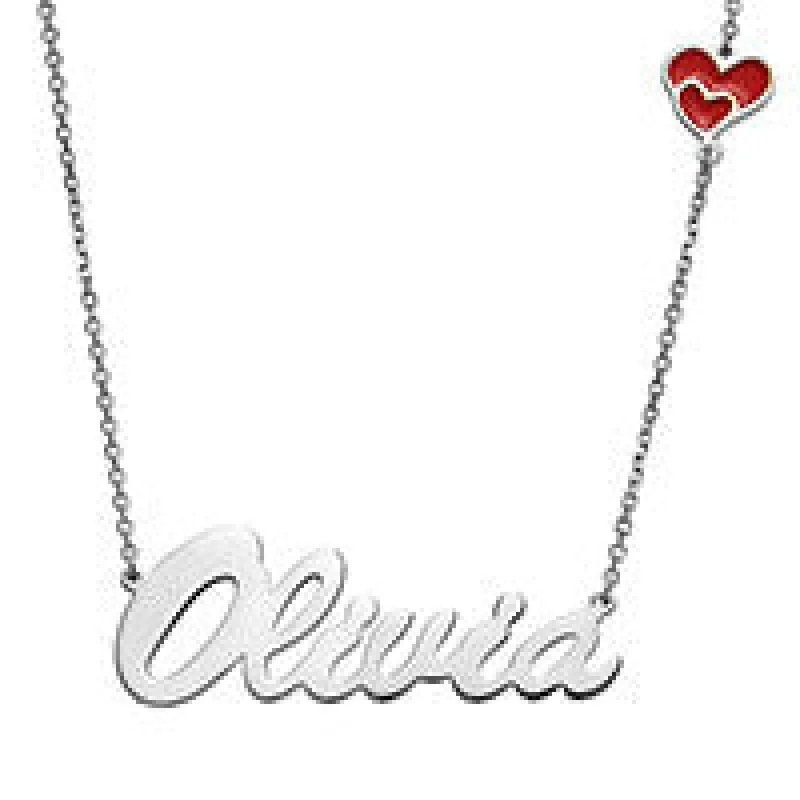 Script Name with Enamel Heart Necklace sold by Limoges Jewelry